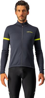 Castelli Fondo 2 Cycling Jersey AW21 - DARK GRAY-YELLOW FLUO REFLEX - XXXL, DARK GRAY-YELLOW FLUO REFLEX
